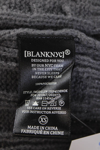 BLANKNYC Womens Cable Knit Full Zipper Turtleneck Sweater Gray Size Extra Small