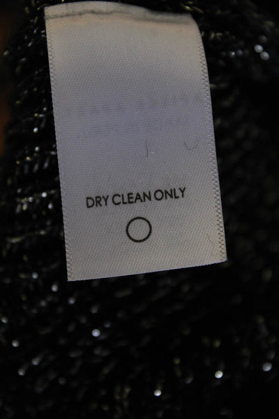 Apiece Apart Womens Mock Neck Long Sleeves Sparkle Pullover Sweater Black Size M