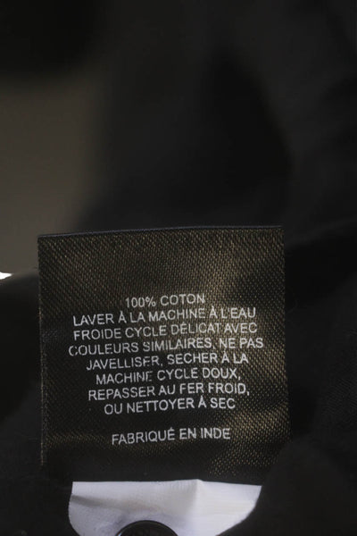 Nili Lotan Womens Cotton Pleated Neckline Button Down Blouse Black Size XS