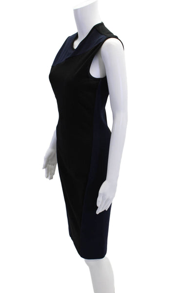 Stella McCartney Womens Back Zip Crew Neck Knit Sheath Dress Navy Black IT 44