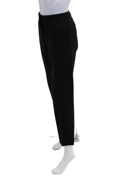 Derek Lam Womens Zipper Fly Mid Rise Pleated Crepe Trouser Pants Black Size 4