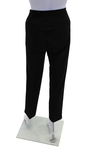 Derek Lam Womens Zipper Fly Mid Rise Pleated Crepe Trouser Pants Black Size 4