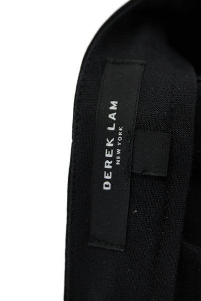 Derek Lam Womens Zipper Fly Mid Rise Pleated Crepe Trouser Pants Black Size 4