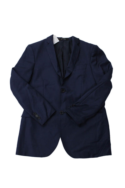 Peter Elliot Mens Wool Two Button Four Pocket Flat Front Suit Blue Size 34