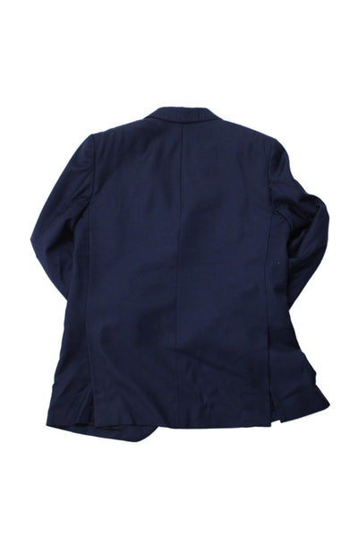 Peter Elliot Mens Wool Two Button Four Pocket Flat Front Suit Blue Size 34