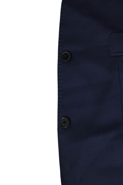Peter Elliot Mens Wool Two Button Four Pocket Flat Front Suit Blue Size 34