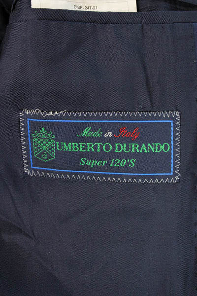 Peter Elliot Mens Wool Two Button Four Pocket Flat Front Suit Blue Size 34