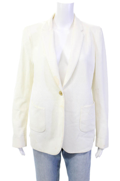 Seventy Women's Long Sleeves Mesh Unlined Basic Jacket Cream Size 14