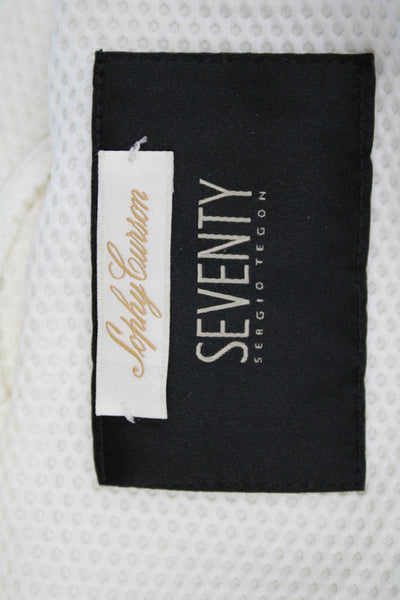 Seventy Women's Long Sleeves Mesh Unlined Basic Jacket Cream Size 14