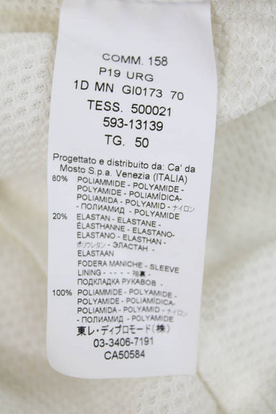 Seventy Women's Long Sleeves Mesh Unlined Basic Jacket Cream Size 14