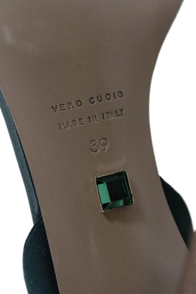 Ilio Smeraldo Womens Wrapped Ankle Detail Square Toe Heels Green Size EUR 39