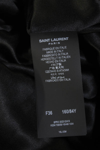 Saint Laurent Womens Long Sleeve Crew Neck Floral Velvet Dress Black Multi FR 36