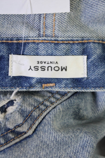 Moussy Women's Button Fly Distress Raw Hem Straight Leg Denim Pants Size 27