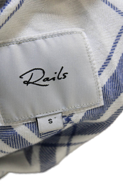 Rails Womens Plaid Button Down Hunter Shirt White Sapphire Blue Size Small