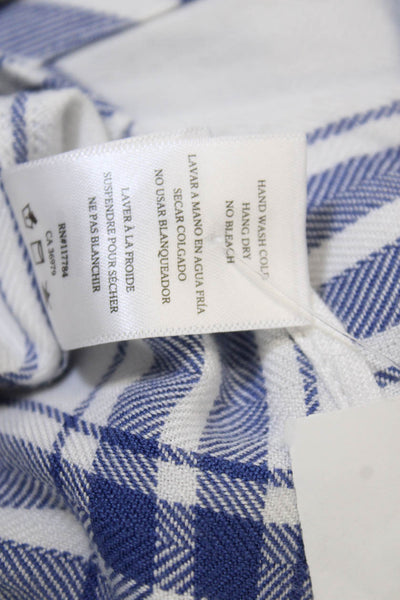 Rails Womens Plaid Button Down Hunter Shirt White Sapphire Blue Size Small