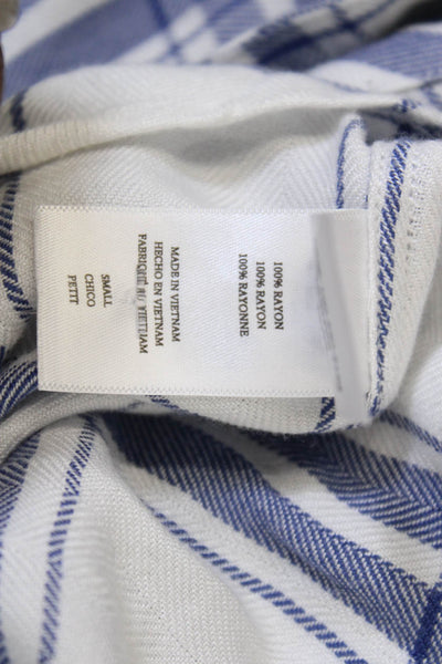 Rails Womens Plaid Button Down Hunter Shirt White Sapphire Blue Size Small