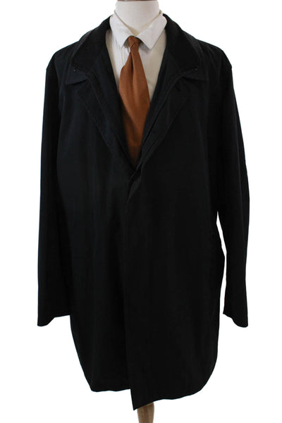 Sanyo Mens Insulated Long Sleeves Button Down Winter Coat Black Size 48 Regular