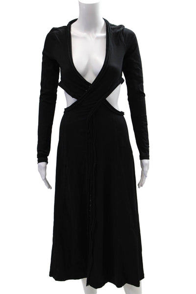 Diesel Womens Long Sleeve Casual Hook & Eye Maxi Bodycon Dress Black Size XS