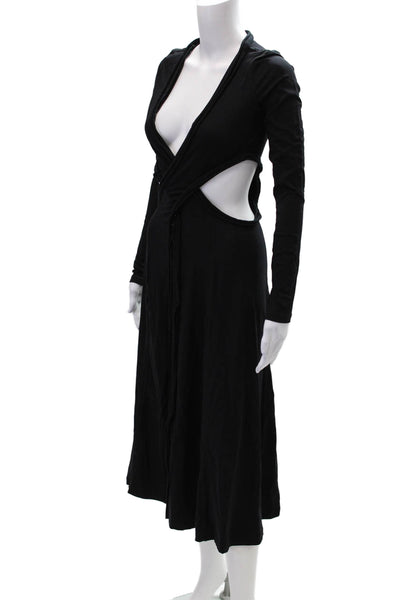Diesel Womens Long Sleeve Casual Hook & Eye Maxi Bodycon Dress Black Size XS