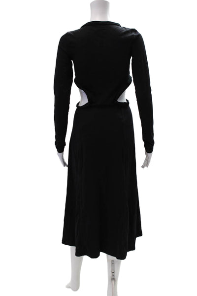 Diesel Womens Long Sleeve Casual Hook & Eye Maxi Bodycon Dress Black Size S
