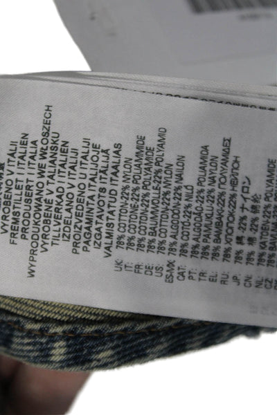 Diesel Women's Lace Trim  Trim Triangle Medium Denim Wash Cropped Top Size XS