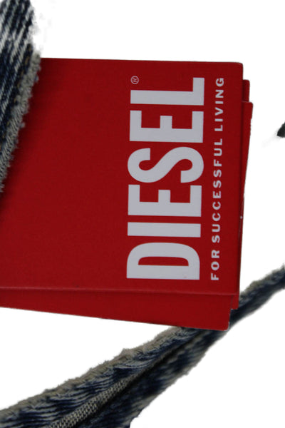 Diesel Women's Lace Trim  Trim Triangle Medium Denim Wash Cropped Top Size XS