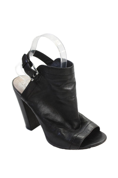 Vince Camuto Womens Textured Open Toe Lined Buckle Ankle Strap Heels Black Size