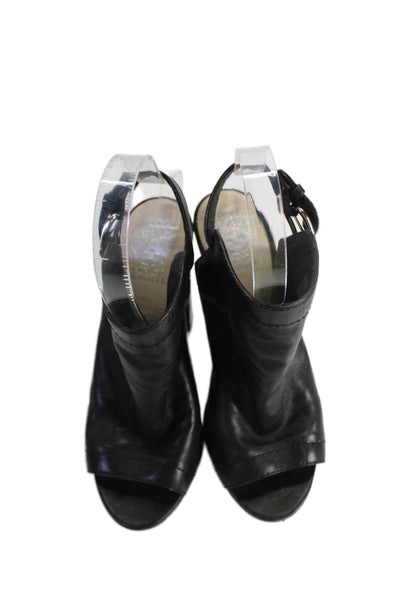 Vince Camuto Womens Textured Open Toe Lined Buckle Ankle Strap Heels Black Size