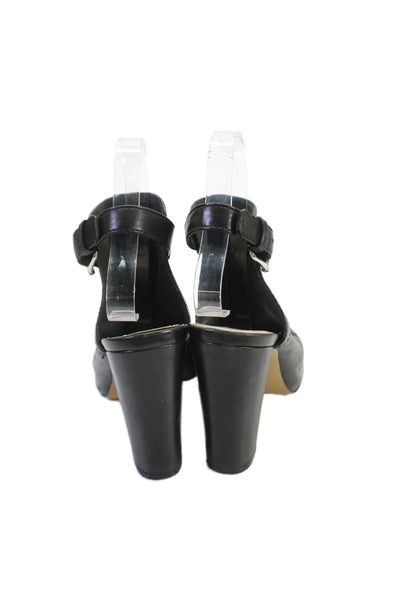 Vince Camuto Womens Textured Open Toe Lined Buckle Ankle Strap Heels Black Size