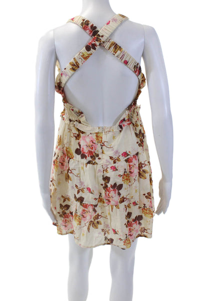 Sea New York Girls Smocked Floral Backless A Line Dress Beige Size 10