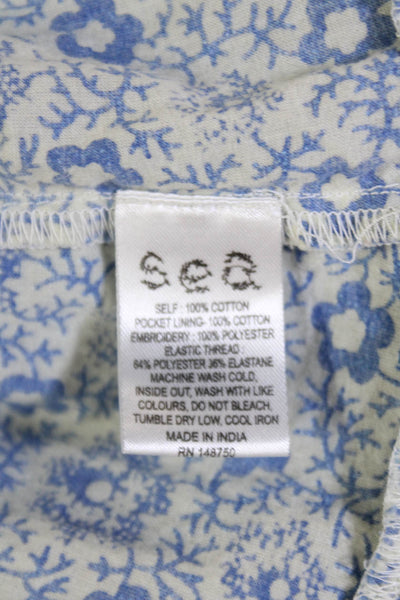 Sea New York Girls Cotton Floral Smocked Ruffle Trim Sundress Blue Size 10