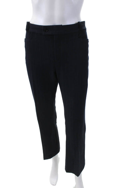 Joseph Womens Zipper Fly High Rise Pleated Pinstriped Pants Navy Blue Size FR 42