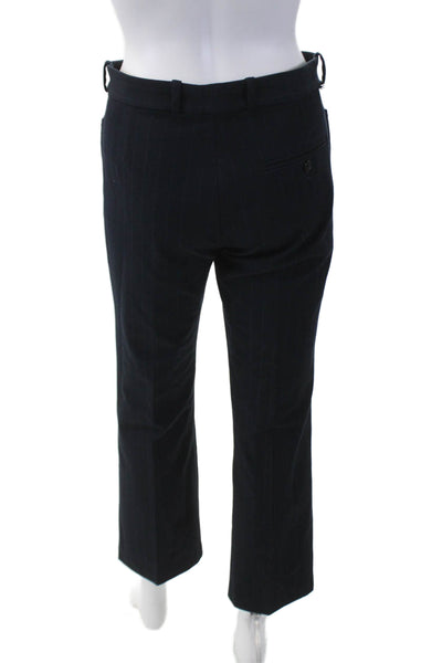Joseph Womens Zipper Fly High Rise Pleated Pinstriped Pants Navy Blue Size FR 42
