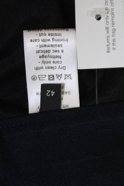 Joseph Womens Zipper Fly High Rise Pleated Pinstriped Pants Navy Blue Size FR 42