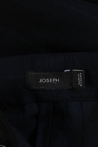 Joseph Womens Zipper Fly High Rise Pleated Pinstriped Pants Navy Blue Size FR 42