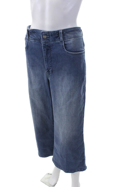 NYDJ Womens Zipper Fly High Rise Medium Wash Wide Leg Jeans Blue Denim Size 12