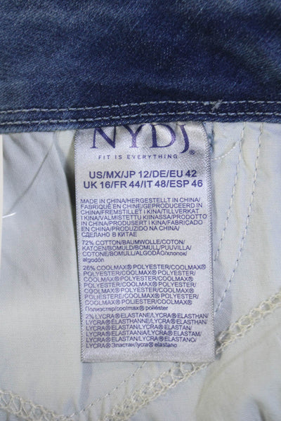 NYDJ Womens Zipper Fly High Rise Medium Wash Wide Leg Jeans Blue Denim Size 12