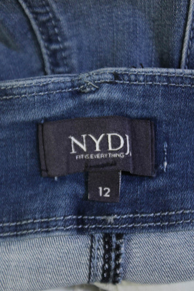 NYDJ Womens Zipper Fly High Rise Medium Wash Wide Leg Jeans Blue Denim Size 12