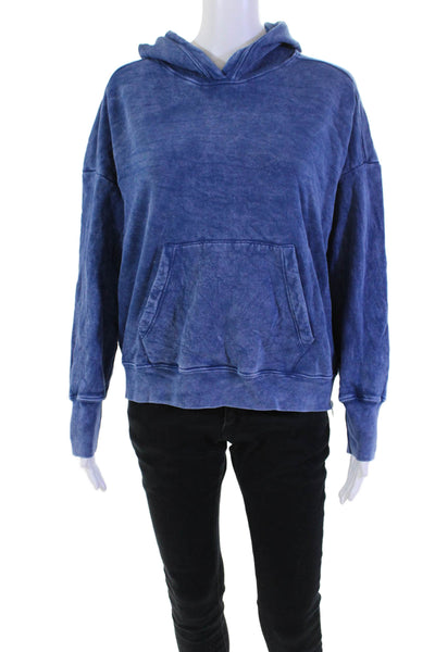 Sundry Womens Pullover Oversized Pocket Front Hoodie Sweatshirt Blue Size 1
