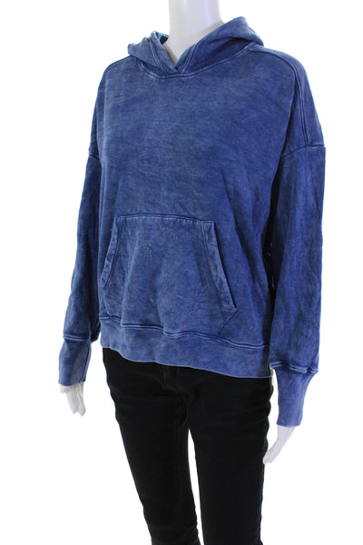 Sundry Womens Pullover Oversized Pocket Front Hoodie Sweatshirt Blue Size 1