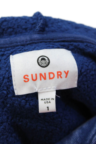 Sundry Womens Pullover Oversized Pocket Front Hoodie Sweatshirt Blue Size 1