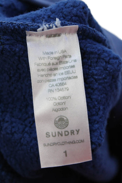 Sundry Womens Pullover Oversized Pocket Front Hoodie Sweatshirt Blue Size 1