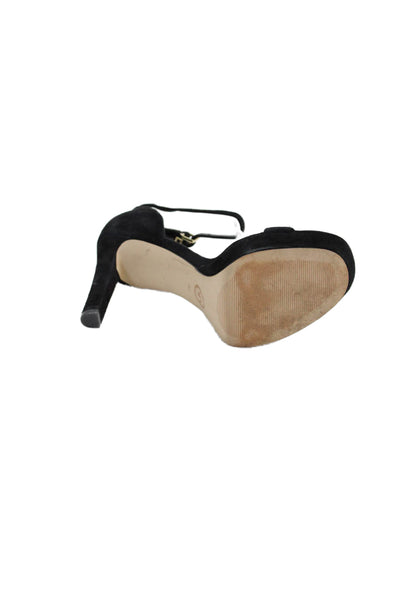 Michael Michael Kors Womens Suede Leather Ankle Strap Heels Shoes Black Size 7M