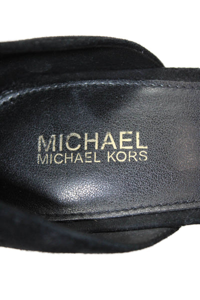 Michael Michael Kors Womens Suede Leather Ankle Strap Heels Shoes Black Size 7M