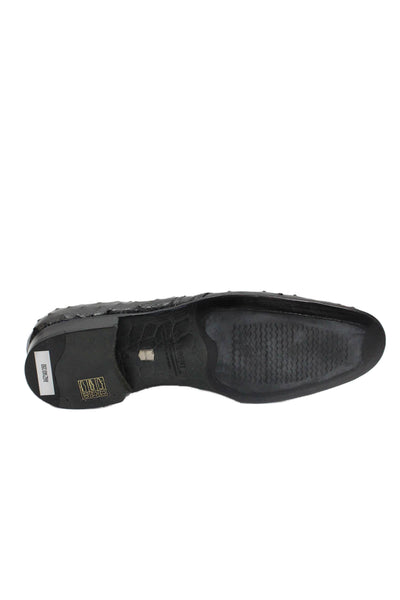 Tardini Mens Ostrich Skin Lace Up Oxford Dress Shoes Black Size 8