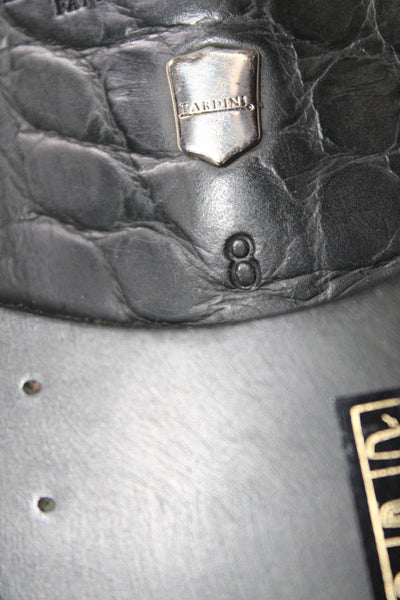 Tardini Mens Ostrich Skin Lace Up Oxford Dress Shoes Black Size 8