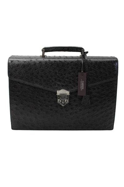 Tardini Unisex Adults Ostrich Two Gusset Professional Briefcase Dark Gray
