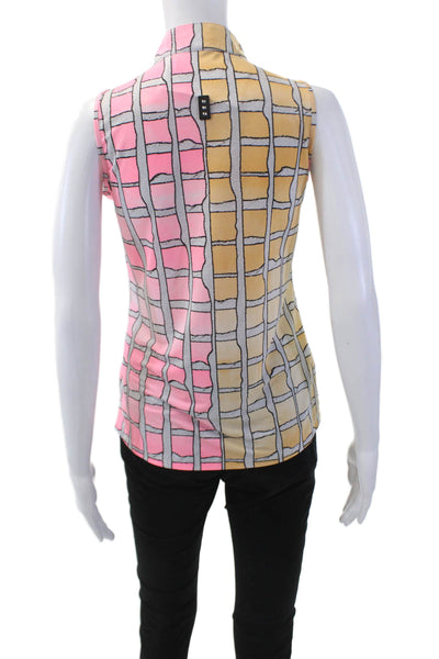 Jamie Sadock Women's High Neck Sleeveless Multicolor Fitted Blouse Size XS