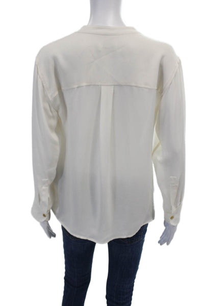 ALC Womens Silk Long Sleeve Solid V Neck Blouse White Size 2