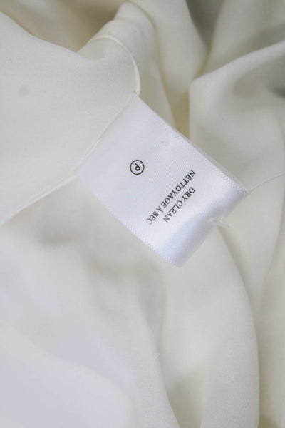 ALC Womens Silk Long Sleeve Solid V Neck Blouse White Size 2